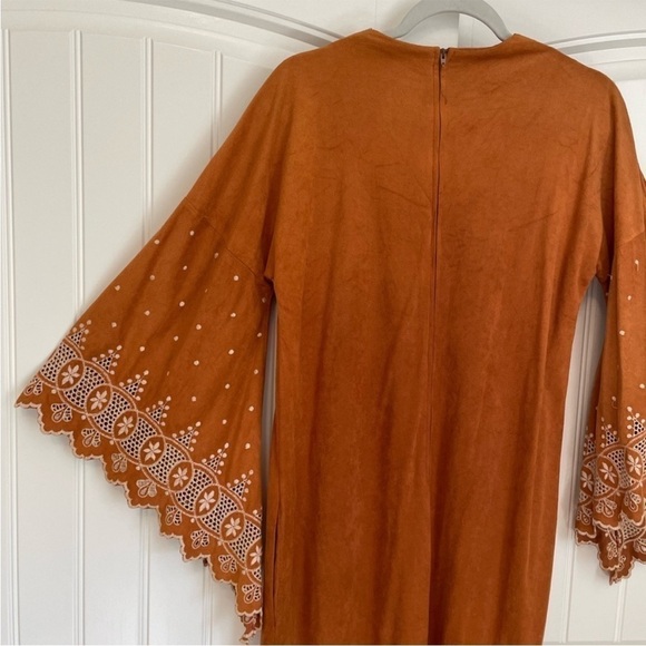Vintage 1970’s Keyloun eyelit terracotta rust brown boho dress size small - Picture 12 of 14
